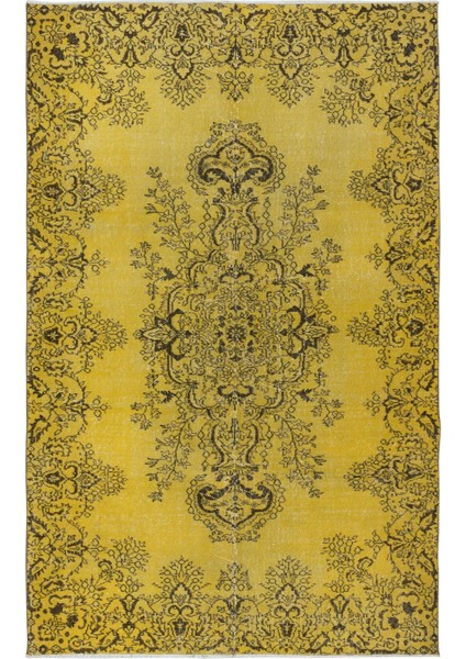 185 x 287 cm Sarı Halı, El Dokuması Modern Halı, Salon Halısı