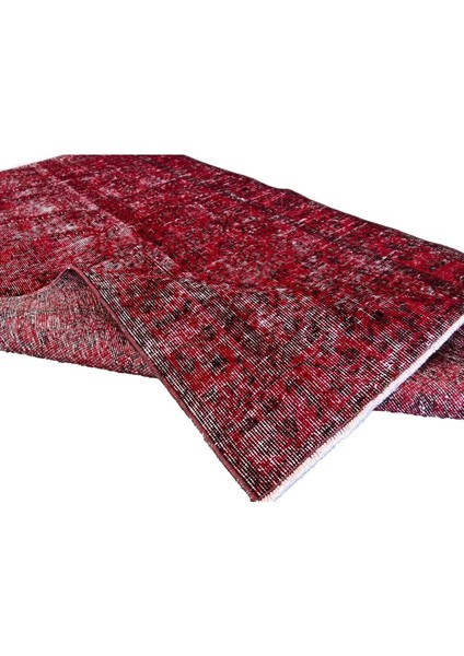118 x 211 cm El Dokuması Yeniden Boyanmış Eski Türk Halısı, Modern Kırmızı El Yapımı Yünlü Halı modelleri