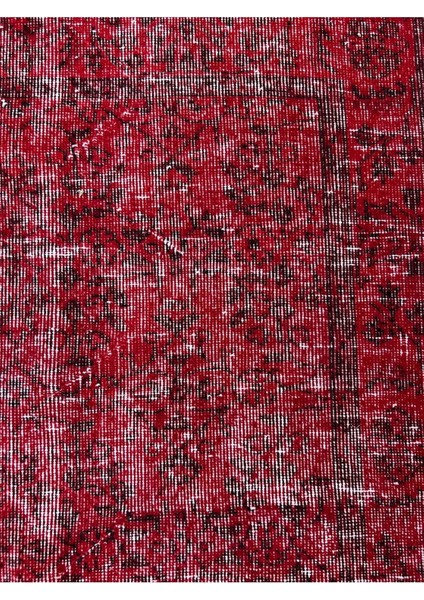 118 x 211 cm El Dokuması Yeniden Boyanmış Eski Türk Halısı, Modern Kırmızı El Yapımı Yünlü Halı fırsatları