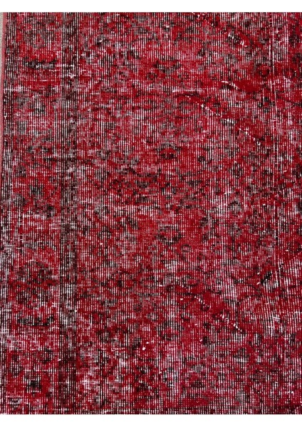 118 x 211 cm El Dokuması Yeniden Boyanmış Eski Türk Halısı, Modern Kırmızı El Yapımı Yünlü Halı indirimleri