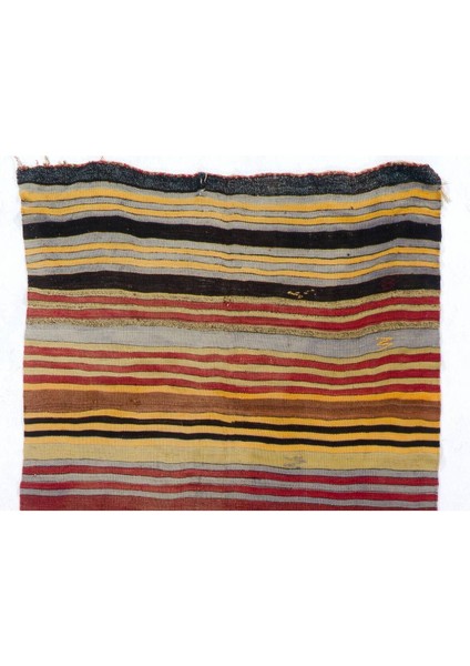 140 x 340 cm El Yapımı Eski Yolluk Kilim (Düz Dokuma), Yün El Dokuma Halı