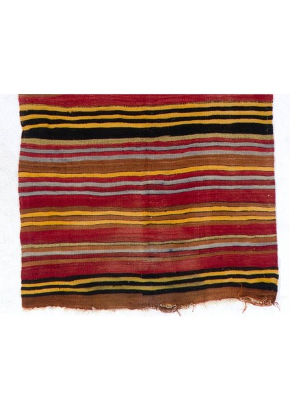 140 x 340 cm El Yapımı Eski Yolluk Kilim (Düz Dokuma), Yün El Dokuma Halı