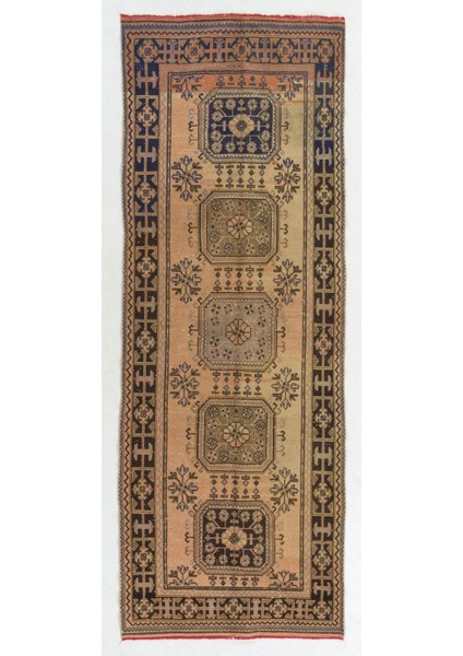 125 x 352 cm Koridor Dekoru Için El Yapımı Halı, Eski Geleneksel Yolluk Halı