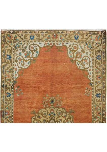 133 x 238 cm 1963 Yıllarından Oryantal Halı, Kırmızı, Kahverengi, Krem ve Mavi El Dokuma Alan Halısı fırsatları