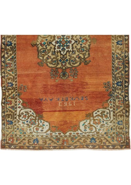 133 x 238 cm 1963 Yıllarından Oryantal Halı, Kırmızı, Kahverengi, Krem ve Mavi El Dokuma Alan Halısı indirimleri