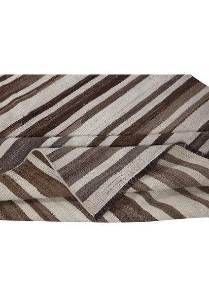 125 x 390 cm Bej ve Kahverengi Doğal Yünden Düz Dokuma Eski Anadolu Yolluk Kilim, Koridor Kilimi modelleri