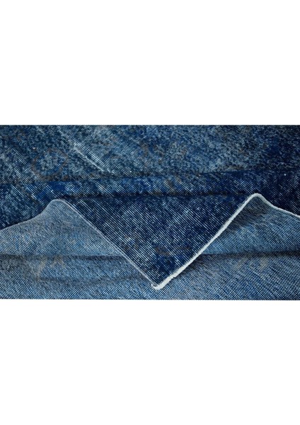 186 x 294 cm Mavi Salon Halısı, El Dokuması Yünlü Türk Halısı, Pamuklu Alan Halısı