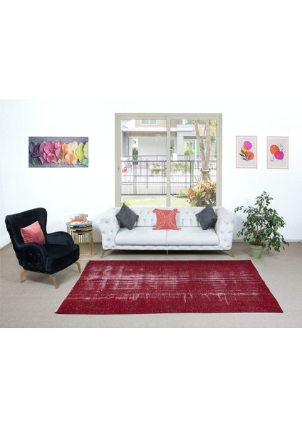 180 x 278 cm , El Düğümlü Kırmızı Halı, Modern El Dokuması Yün ve Pamuktan Yapılmış Alan Halısı fiyatları