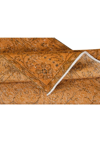 110 x 206 cm Turuncu El Dokuması Halı, El Düğümlü Alan Halısı, Eski Türk Halısı modelleri