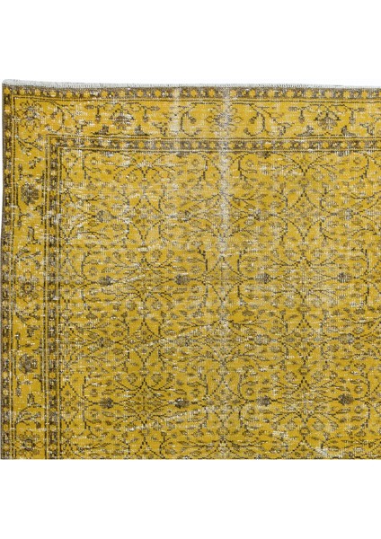 153 x 281 cm Decorative Sarı El Dokuması Halı, Yeniden Boyanmış Eski Halı fırsatları