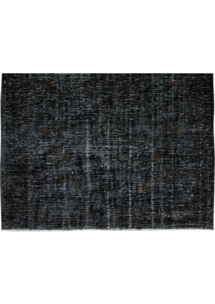 169 x 245 cm El Dokuması Yeniden Boyanmış Eski Türk Halısı, Modern Siyah El Yapımı Yünlü Halı indirimleri