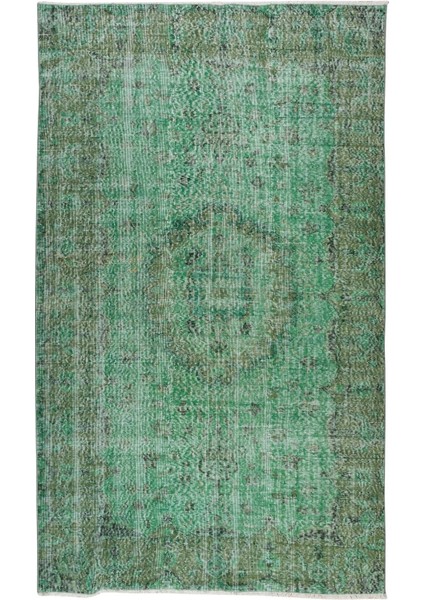 170 x 289 cm El Dokuması Yeniden Boyanmış Eski Türk Halısı, Modern Yeşil El Yapımı Yünlü Halı fiyatları