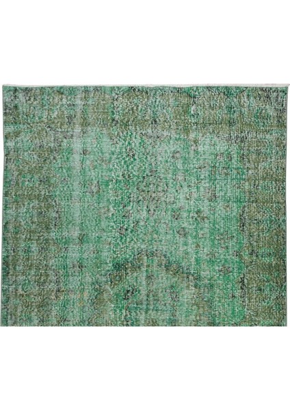170 x 289 cm El Dokuması Yeniden Boyanmış Eski Türk Halısı, Modern Yeşil El Yapımı Yünlü Halı fırsatları