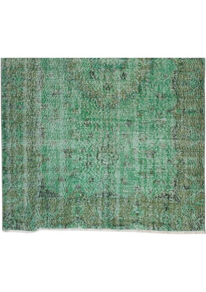 170 x 289 cm El Dokuması Yeniden Boyanmış Eski Türk Halısı, Modern Yeşil El Yapımı Yünlü Halı indirimleri
