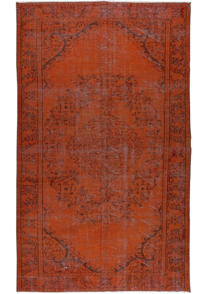 170 x 281 cm El Dokuması Yeniden Boyanmış Eski Türk Halısı, Modern Turuncu El Yapımı Yünlü Halı fiyatları
