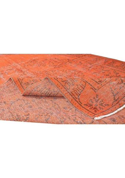 170 x 281 cm El Dokuması Yeniden Boyanmış Eski Türk Halısı, Modern Turuncu El Yapımı Yünlü Halı modelleri