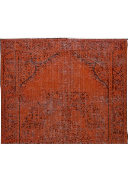 170 x 281 cm El Dokuması Yeniden Boyanmış Eski Türk Halısı, Modern Turuncu El Yapımı Yünlü Halı fırsatları