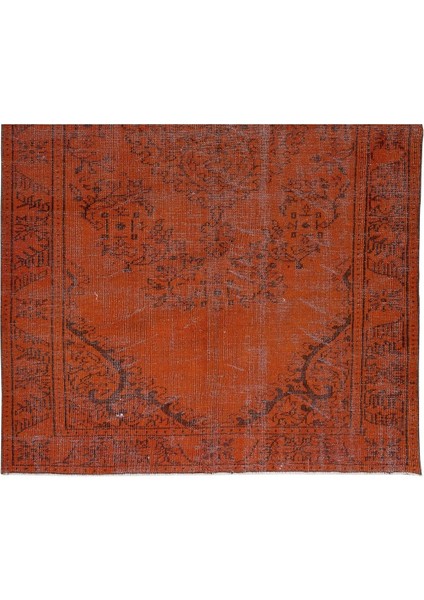 170 x 281 cm El Dokuması Yeniden Boyanmış Eski Türk Halısı, Modern Turuncu El Yapımı Yünlü Halı indirimleri