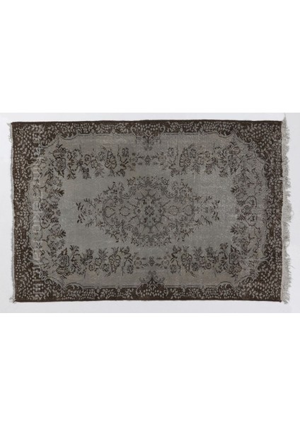170 x 250 cm Gri Renkli Madalyon ve Çiçek Desenli Sade Isparta Halısı