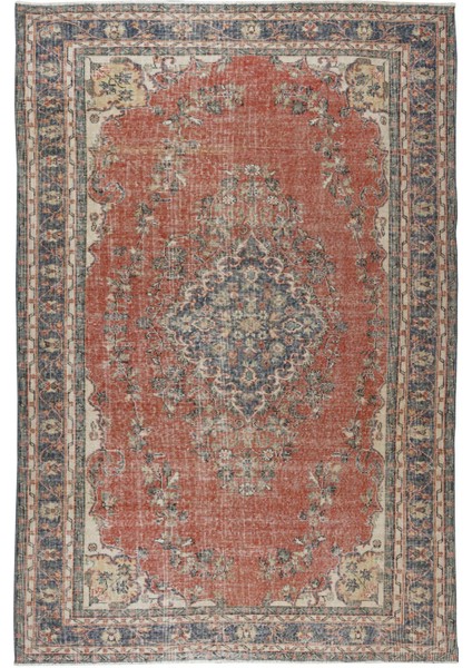 207 x 305 cm Oturma Odası Dekoru Için Eski El Yapımı Halısı, Ev Dekoru Halı, Yün ve Pamuktan Yapıldı