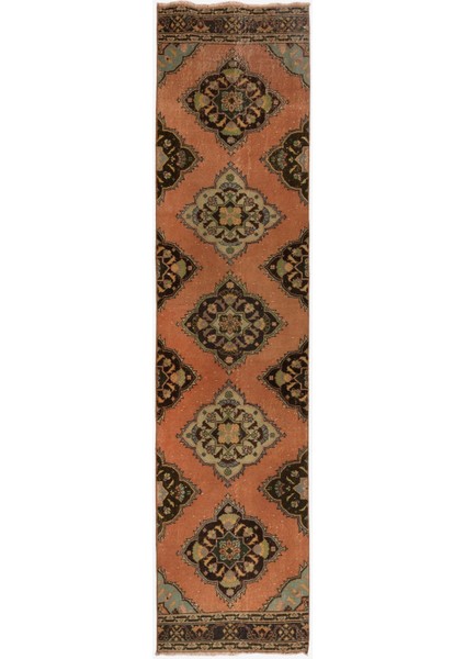 92 x 387 cm Eski Anadolu Köy Yolu Halısı, Yün El Dokuma Halı
