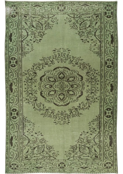 162 x 253 cm El Dokuması Yeniden Boyanmış Eski Türk Halısı, Modern Yeşil El Yapımı Yünlü Halı fiyatları
