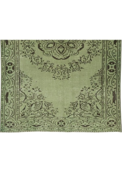 162 x 253 cm El Dokuması Yeniden Boyanmış Eski Türk Halısı, Modern Yeşil El Yapımı Yünlü Halı indirimleri