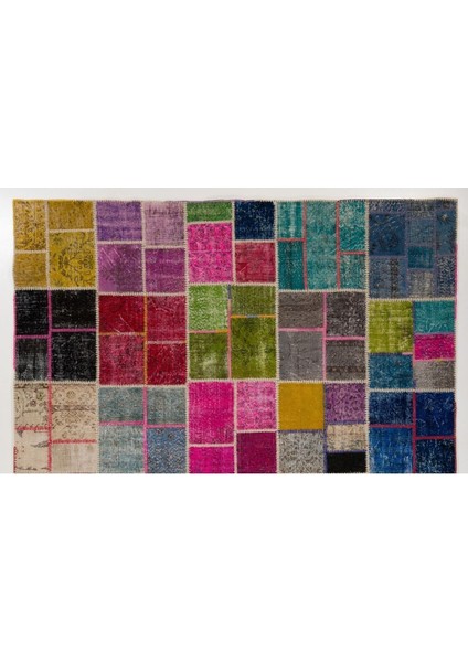 270 x 340 cm Çok Renkli Patchwork Halı, El Dokuma Halı, El Dokuma Peçvörk, Geometric Halı