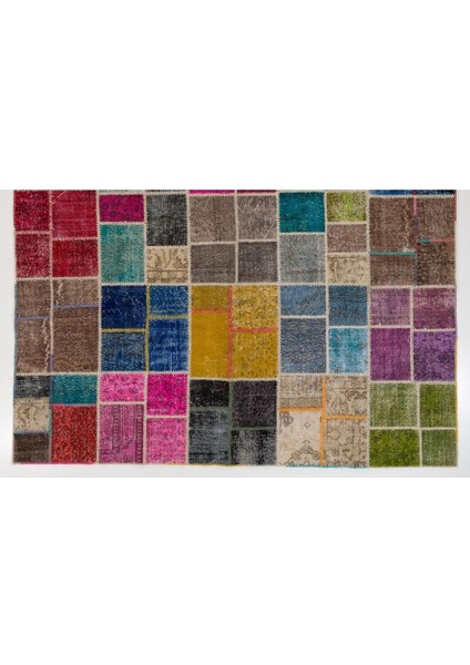 270 x 340 cm Çok Renkli Patchwork Halı, El Dokuma Halı, El Dokuma Peçvörk, Geometric Halı