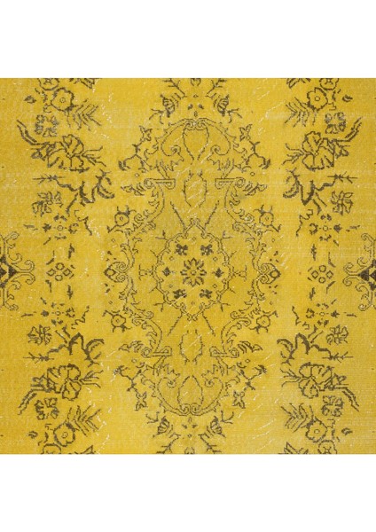 166 x 288 cm El Dokuması Türk Işi Halı, Yünlü El Yapımı Sarı Halı