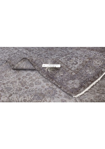 203 x 310 cm El Dokuması Yeniden Boyanmış Eski Türk Halısı, Modern Gri El Yapımı Yünlü Halı modelleri