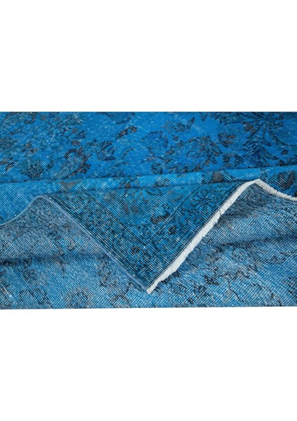 192 x 305 cm Mavi El Yapımı Halı, Yenilenmiş Eski Halı, Çiçekli Bahçe Desenli Halı modelleri