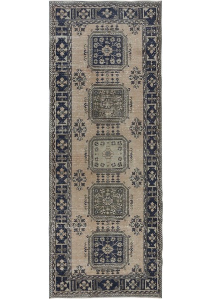 140 x 354 cm Eski Merdiven Halısı, El Yapımı Koridor Halısı, Türk Yolluk Halısı