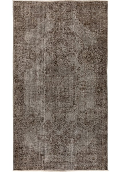 (166 x 280 cm ) Gri Tonlarda Sade ve Düz El Dokuması Anadolu Halısı, Isparta Halısı