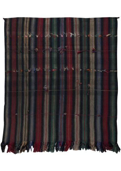 170 x 187 cm El Dokuma Çizgili Kilim, Eski Düz Dokuma Anadolu Halısı