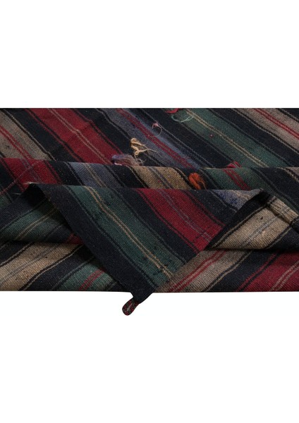 170 x 187 cm El Dokuma Çizgili Kilim, Eski Düz Dokuma Anadolu Halısı modelleri