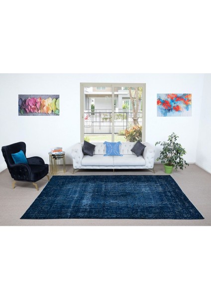 210 x 323 cm Mavi El Dokuması Halı, El Düğümlü Alan Halısı, Eski Türk Halısı fiyatları