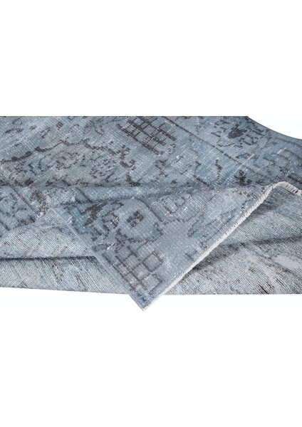 144 x 226 cm Mavi El Dokuması Halı, Yenilenmiş Vintage Halı, Yeniden Boyanmış Eski Halı modelleri