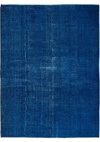 210 x 280 cm El Düğümlü Mavi Halı, Modern El Dokuması Yün ve Pamuktan Yapılmış Alan Halısı