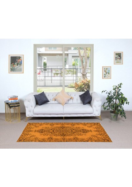 109 x 209 cm Eski El Yapımı Türk Işi Turuncu Halı, El Dokuma Turuncu Halı fiyatları
