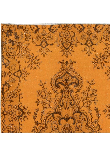 109 x 209 cm Eski El Yapımı Türk Işi Turuncu Halı, El Dokuma Turuncu Halı fırsatları