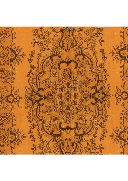 109 x 209 cm Eski El Yapımı Türk Işi Turuncu Halı, El Dokuma Turuncu Halı indirimleri
