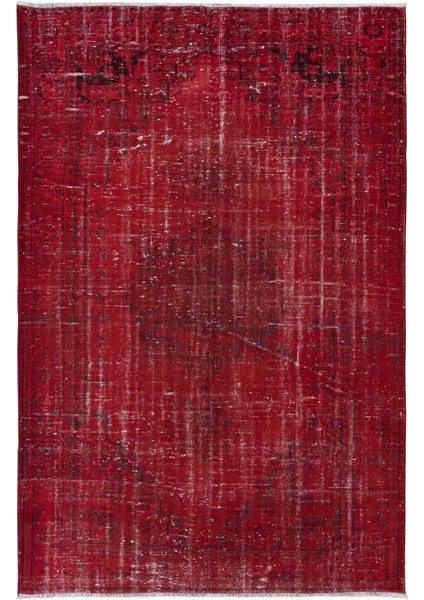 183 x 270 cm , Eski El Yapımı Türk Işi Halı, Modern El Dokuma Kırmızı Halı