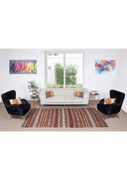 160 x 290 cm El Dokuması Yünden Yapılmış Kilim, Eski El Yapımı Türk Kilimi