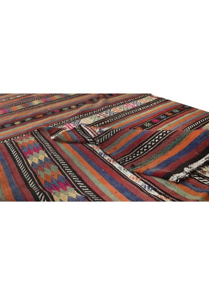 160 x 290 cm El Dokuması Yünden Yapılmış Kilim, Eski El Yapımı Türk Kilimi