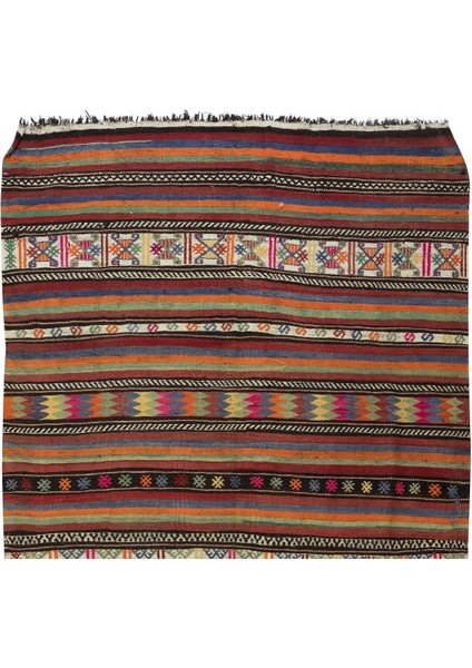 160 x 290 cm El Dokuması Yünden Yapılmış Kilim, Eski El Yapımı Türk Kilimi