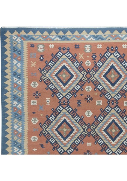 258 x 280 cm Geometrik Detaylı Iskandinav El Dokuması Eski Kilim Halı, 'düz Dokuma', Yün fırsatları
