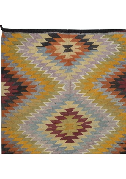 165 x 338 cm El Dokuma Türk Renkli Kilim, Düz Dokuma Halı, Yünden Yapılmıştır