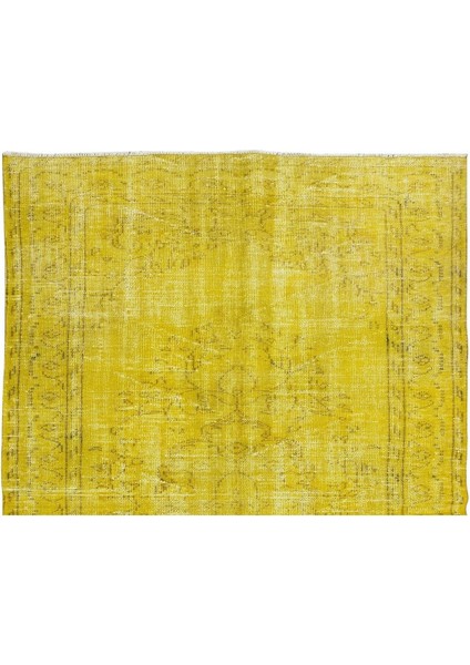 170 x 287 cm El Dokuması Eski Yeniden Boyanmış Eski Türk Halısı, Modern Sarı El Yapımı Yünlü Halı fırsatları