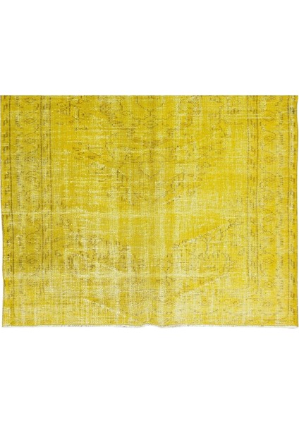 170 x 287 cm El Dokuması Eski Yeniden Boyanmış Eski Türk Halısı, Modern Sarı El Yapımı Yünlü Halı indirimleri